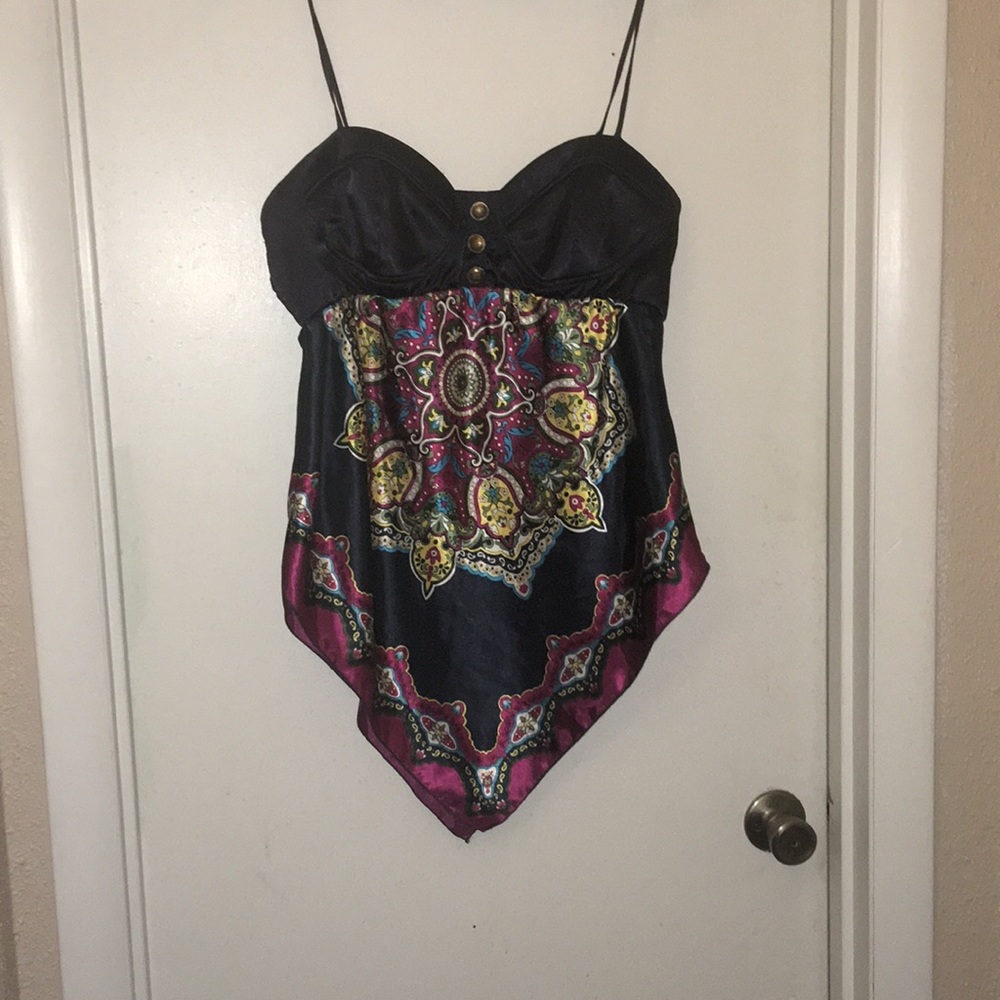 Boho hippie satin tank top
